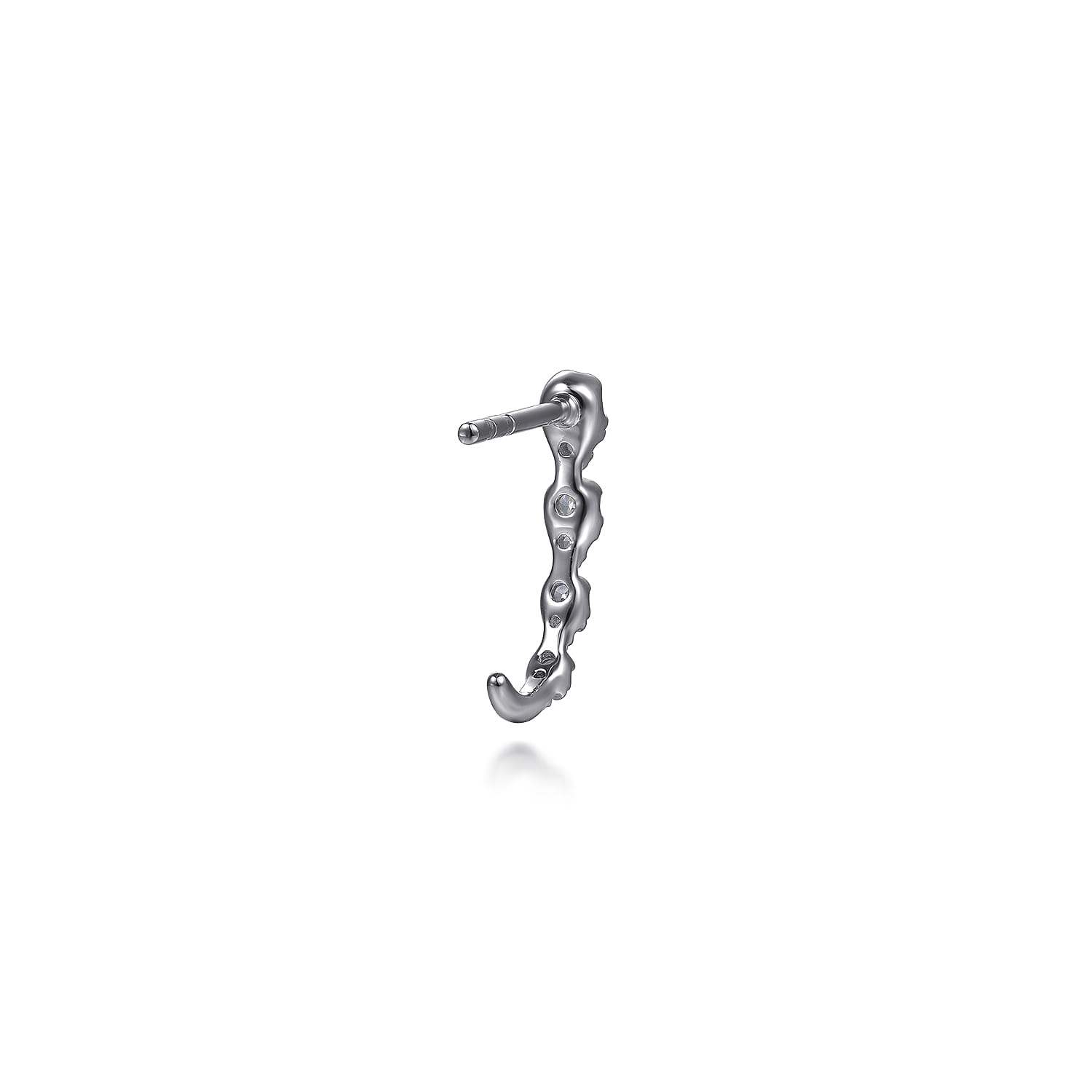 14K White Gold Graduating Diamond J Hoop Stud Earrings - 0.25 ct - Shot 3