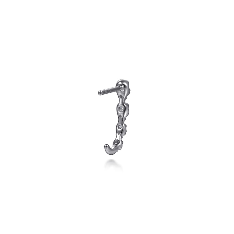 14K White Gold Graduating Diamond J Hoop Stud Earrings - 0.25 ct - Shot 3