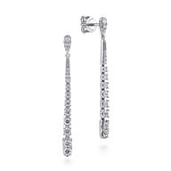 14K White Gold Graduating Diamond Linear Drop Earrings