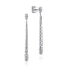 14K White Gold Graduating Diamond Linear Drop Earrings - 1 ct