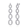 14K White Gold Graduating Diamond Link Stud Drop Earrings - 1.5 ct