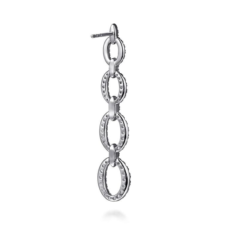 14K White Gold Graduating Diamond Link Stud Drop Earrings - 1.5 ct - Shot 3