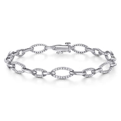 14K White Gold Graduating Diamond Link Tennis Bracelet