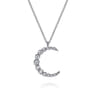 14K White Gold Graduating Diamond Moon Pendant Necklace - 0.3 ct