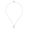 14K White Gold Graduating Diamond Moon Pendant Necklace - 0.3 ct