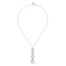 14K White Gold Graduating Diamond Oval Link Drop Pendant Necklace - 1.5 ct