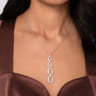 14K White Gold Graduating Diamond Oval Link Drop Pendant Necklace - 1.5 ct