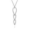 14K White Gold Graduating Diamond Pear Shape Pendant Necklace - 1.65 ct