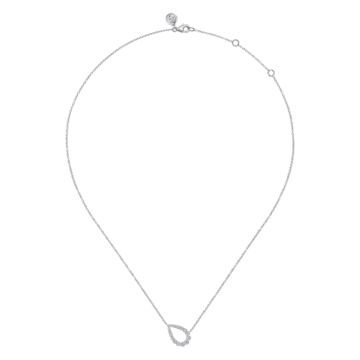 14K White Gold Graduating Diamond Pear Shape Pendant Necklace - 0.25 ct - Shot 2
