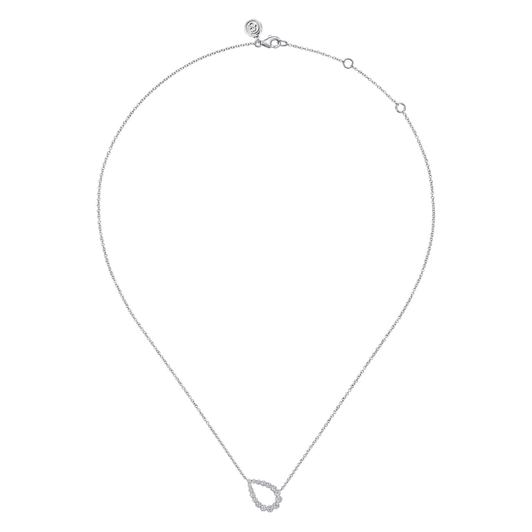 14K White Gold Graduating Diamond Pear Shape Pendant Necklace - 0.25 ct - Shot 2
