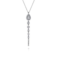 14K White Gold Graduating Diamond Pendant Drop Necklace
