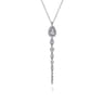 14K White Gold Graduating Diamond Pendant Drop Necklace - 0.75 ct