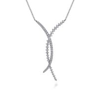 14K White Gold Graduating Diamond Pendant Necklace
