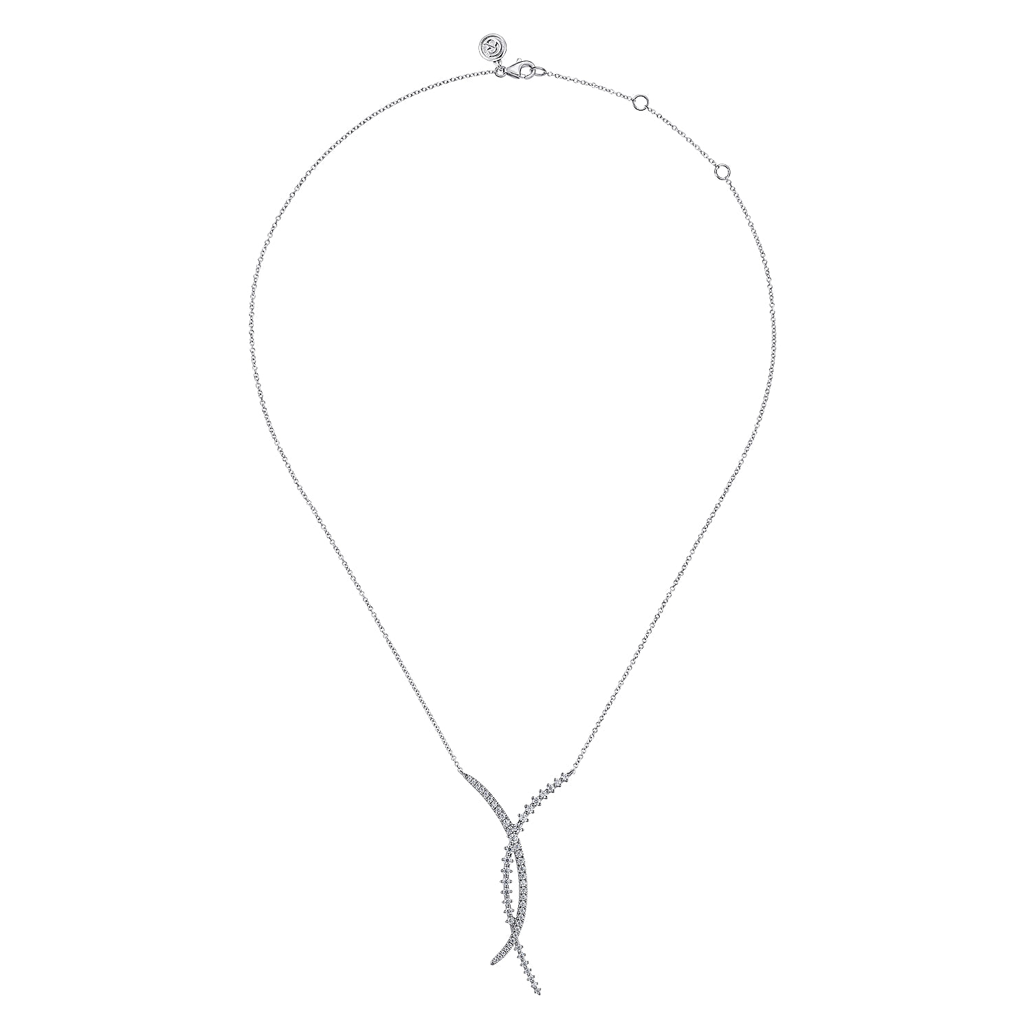 14K White Gold Graduating Diamond Pendant Necklace - 0.75 ct - Shot 2