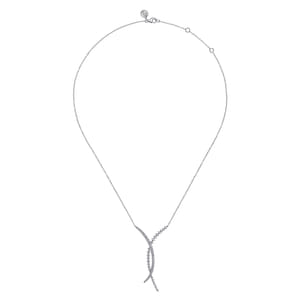 14K White Gold Graduating Diamond Pendant Necklace