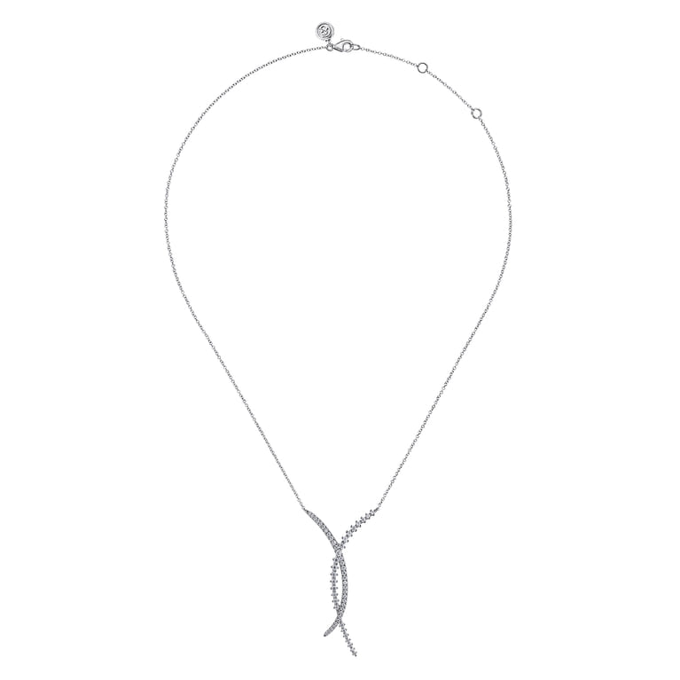 14K White Gold Graduating Diamond Pendant Necklace - 0.75 ct - Shot 2