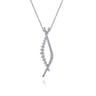 14K White Gold Graduating Diamond Pendant Necklace - 0.75 ct
