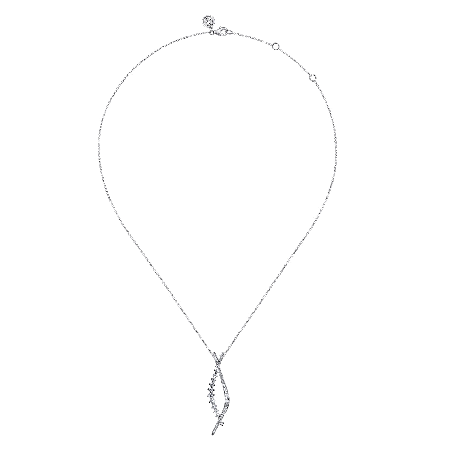 14K White Gold Graduating Diamond Pendant Necklace - 0.75 ct - Shot 2