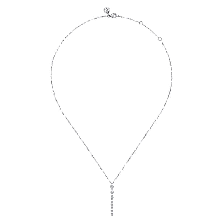 14K White Gold Graduating Diamond Prong Set Drop Necklace - 0.25 ct - Shot 2