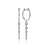 14K White Gold Graduating Diamond Prong Set Huggie Drop Earrings - 0.25 ct