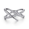 14K White Gold Graduating Diamond Spike Criss Cross Ring - 0.35 ct