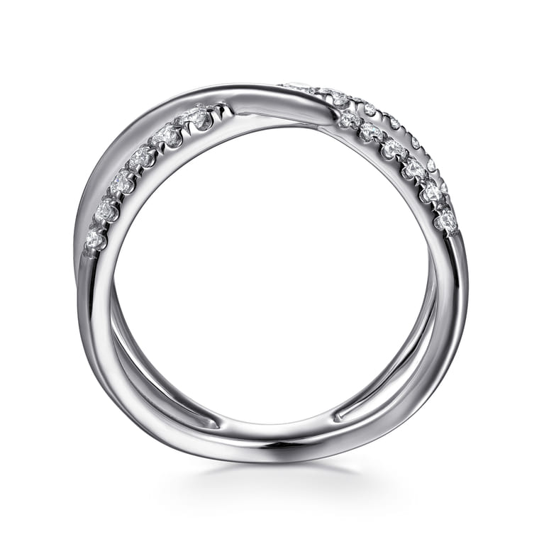 14K White Gold Graduating Diamond Spike Criss Cross Ring - 0.35 ct - Shot 2