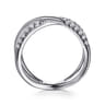 14K White Gold Graduating Diamond Spike Criss Cross Ring - 0.35 ct