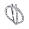 14K White Gold Graduating Diamond Spike Criss Cross Ring - 0.35 ct