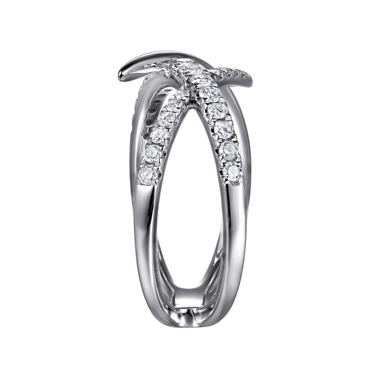 14K White Gold Graduating Diamond Spike Criss Cross Ring - 0.35 ct - Shot 4