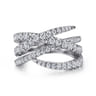 14K White Gold Graduating Diamond Spike Criss Cross Ring - 1 ct
