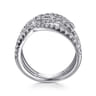 14K White Gold Graduating Diamond Spike Criss Cross Ring - 1 ct