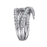 14K White Gold Graduating Diamond Spike Criss Cross Ring - 1 ct