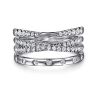 14K White Gold Graduating Diamond Spike Easy Stackable Ring