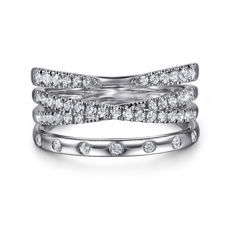 14K White Gold Graduating Diamond Spike Easy Stackable Ring - 0.5 ct - Shot 1