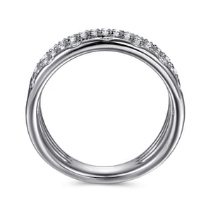 14K White Gold Graduating Diamond Spike Easy Stackable Ring