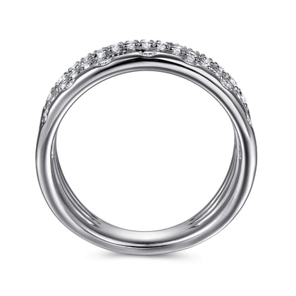14K White Gold Graduating Diamond Spike Easy Stackable Ring