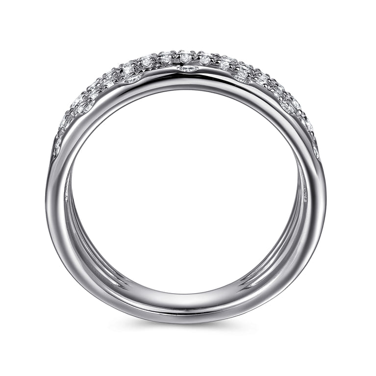 14K White Gold Graduating Diamond Spike Easy Stackable Ring - 0.5 ct - Shot 2