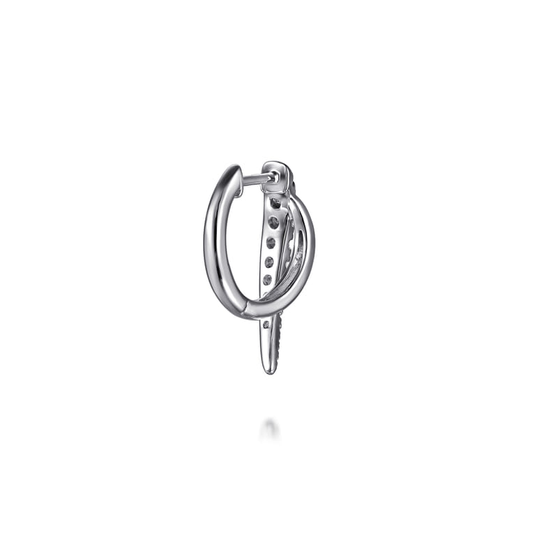 14K White Gold Graduating Diamond Spike Huggie Earrings - 0.5 ct - Shot 3