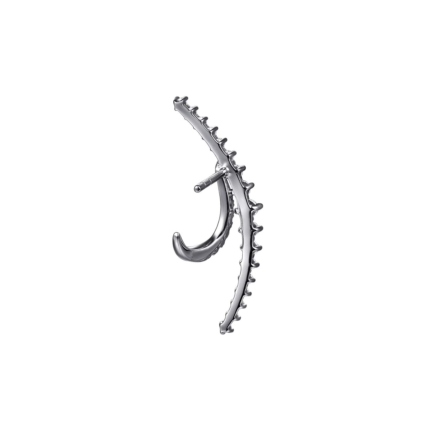 14K White Gold Graduating Diamond Spike J Hoop Stud Earrings - 0.75 ct - Shot 3