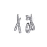 14K White Gold Graduating Diamond Spike J Hoop Stud Earrings - 0.4 ct