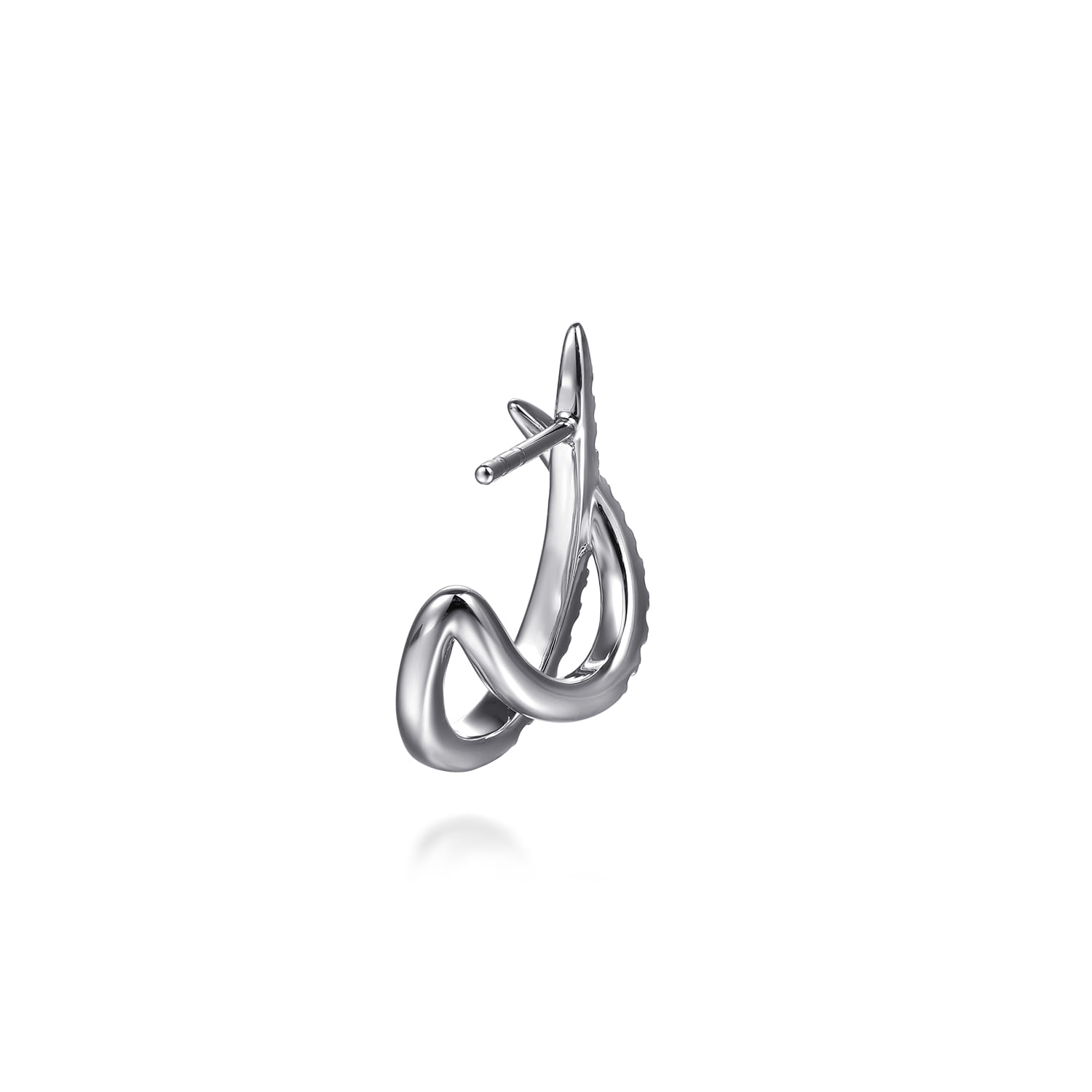 14K White Gold Graduating Diamond Spike J Hoop Stud Earrings - 0.4 ct - Shot 3