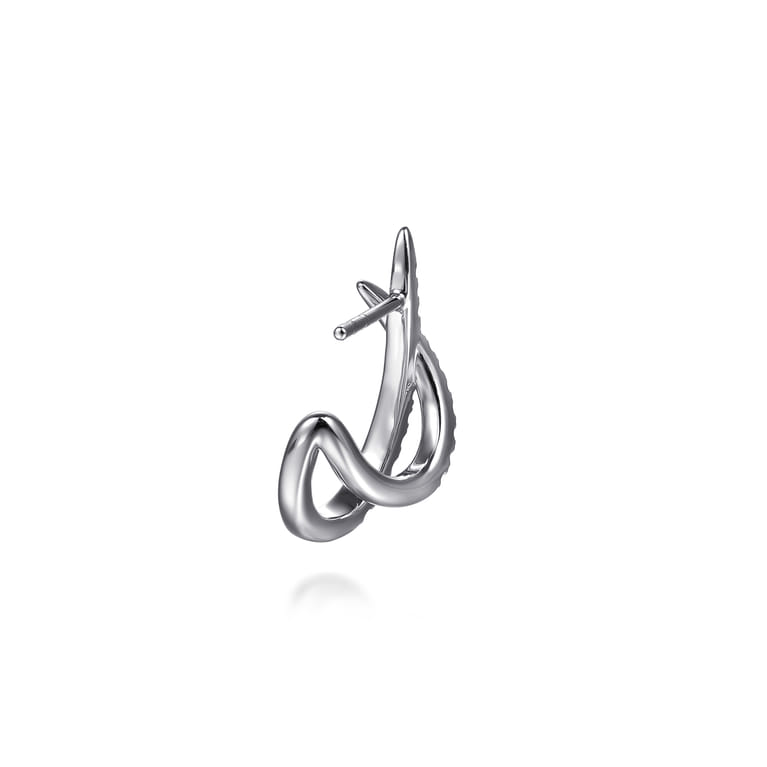 14K White Gold Graduating Diamond Spike J Hoop Stud Earrings - 0.4 ct - Shot 3