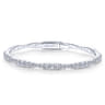 14K White Gold Graduating Diamond Station Bangle - 2 ct