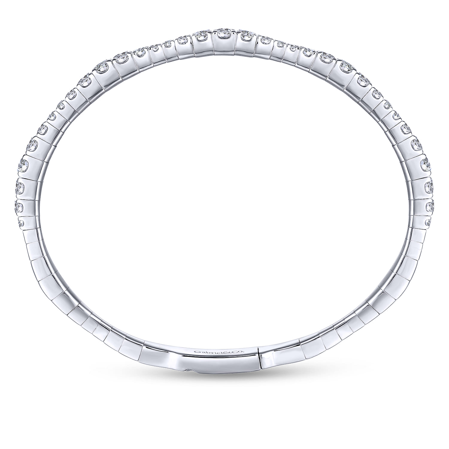 14K White Gold Graduating Diamond Station Bangle - 2 ct - Shot 3