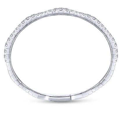 14K White Gold Graduating Diamond Station Bangle