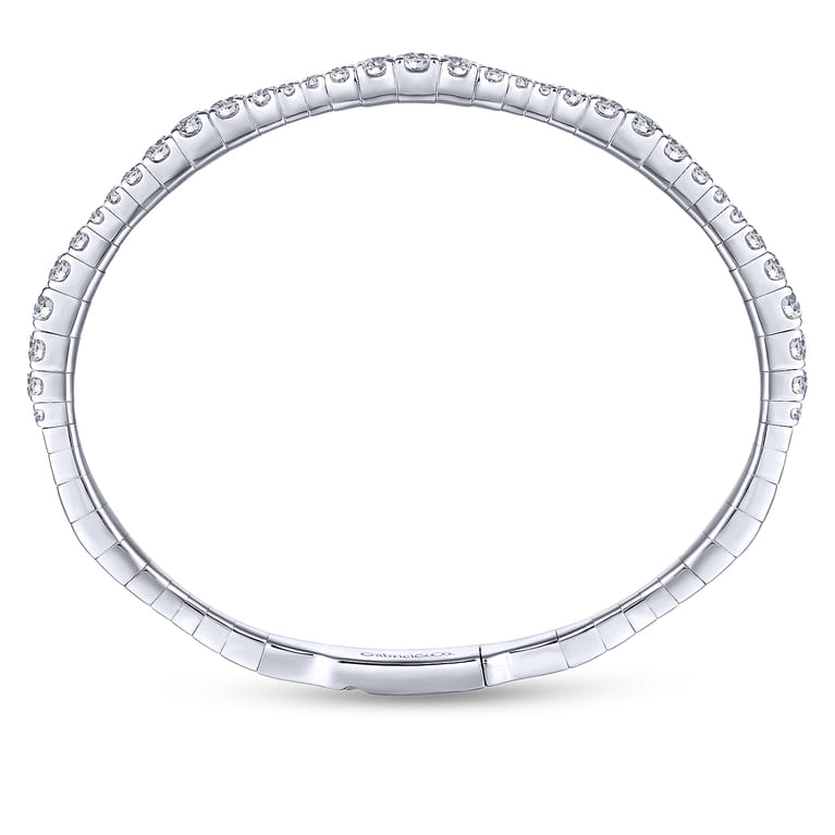 14K White Gold Graduating Diamond Station Bangle - 2 ct - Shot 3