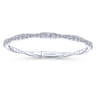14K White Gold Graduating Diamond Station Bangle - 2.15 ct