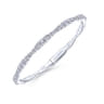 14K White Gold Graduating Diamond Station Bangle - 2.15 ct