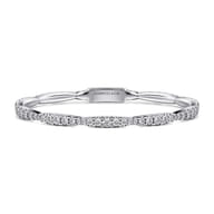 14K White Gold Graduating Diamond Station Bangle