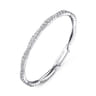 14K White Gold Graduating Diamond Station Bangle - 3 ct